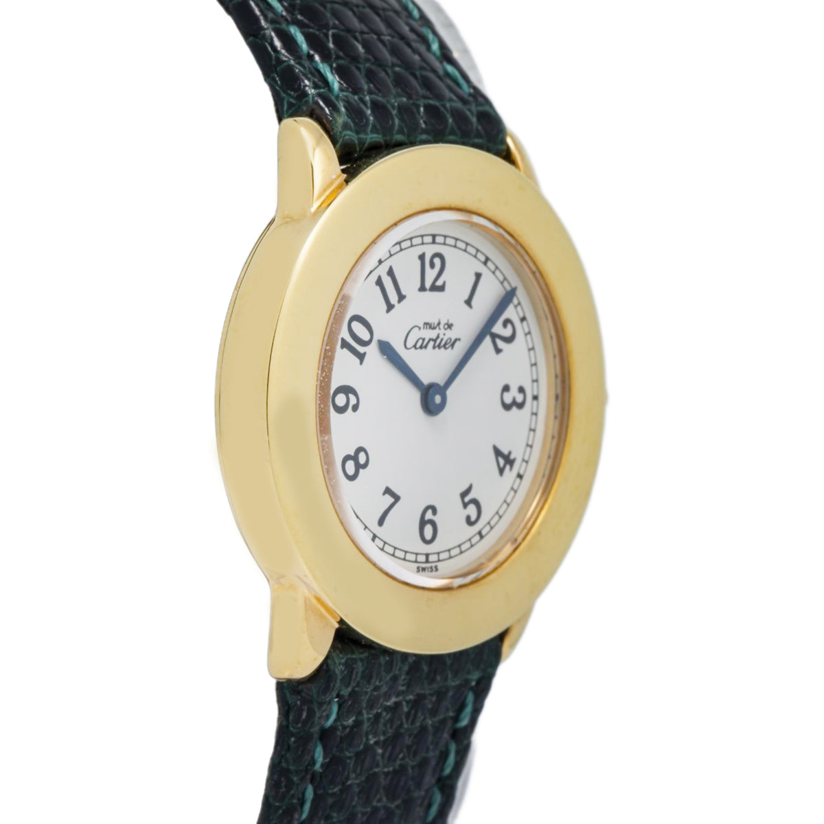 Cartier Ronde Must De 1801 Gold Plated 925 W/1998 Paper Quartz Ladies Watch 27mm