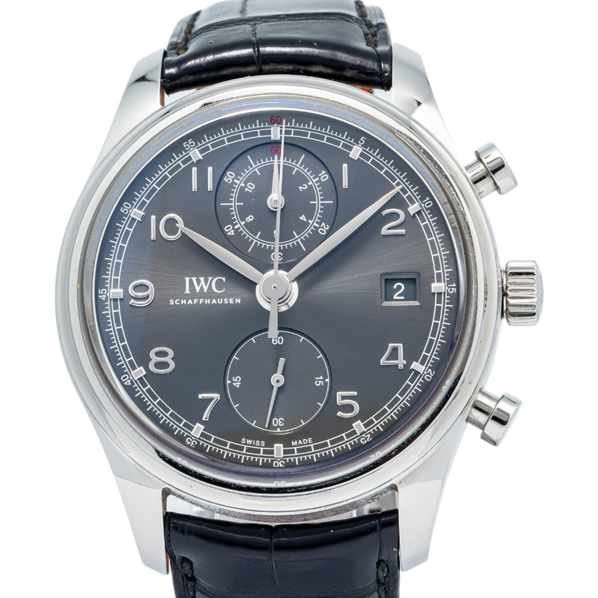 IWC Portugieser IW390404 Chronograph Stainless Grey Dial Auto Mens Watch 42mm