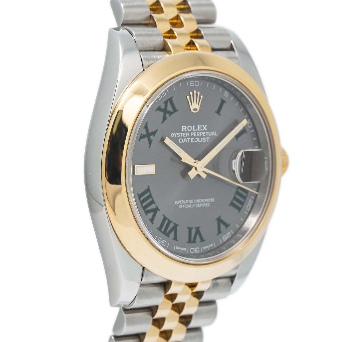 Rolex DateJust 126303 18k Yellow Gold Jubilee Wimbledon Dial Watch 41mm