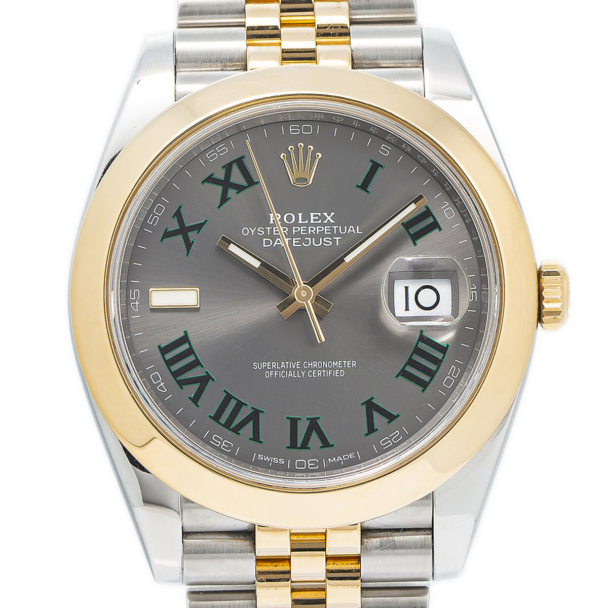 Rolex DateJust 126303 18k Yellow Gold Jubilee Wimbledon Dial Watch 41mm