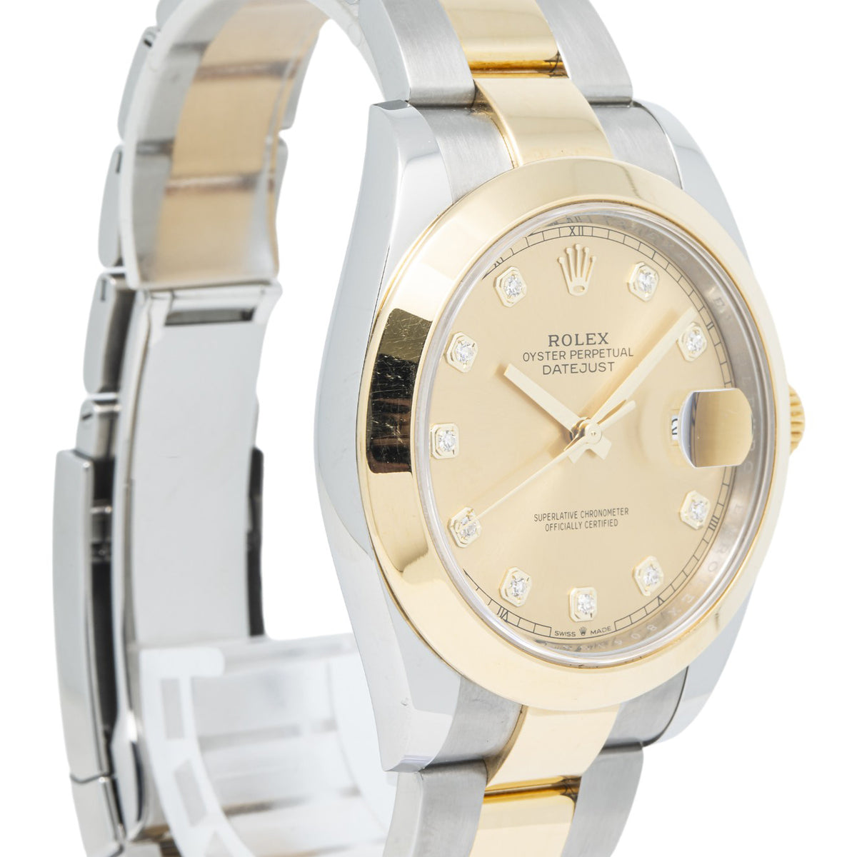 Rolex DateJust 126303 18K Yellow Two-Tone Oyster Diamond Dial Watch 41mm