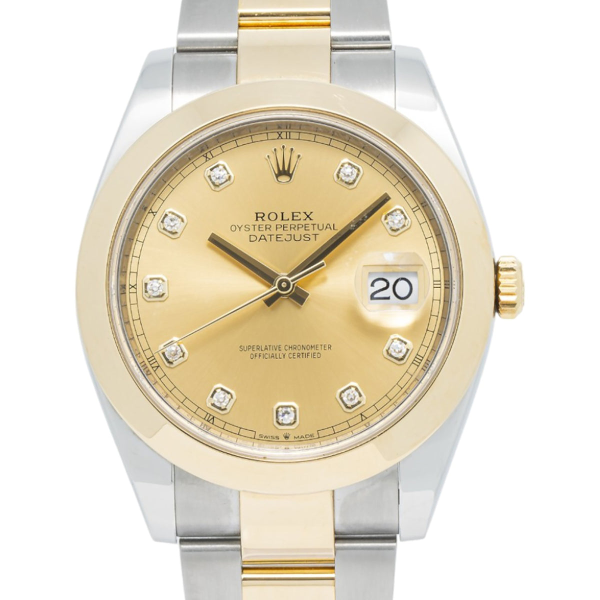 Rolex DateJust 126303 18K Yellow Two-Tone Oyster Diamond Dial Watch 41mm