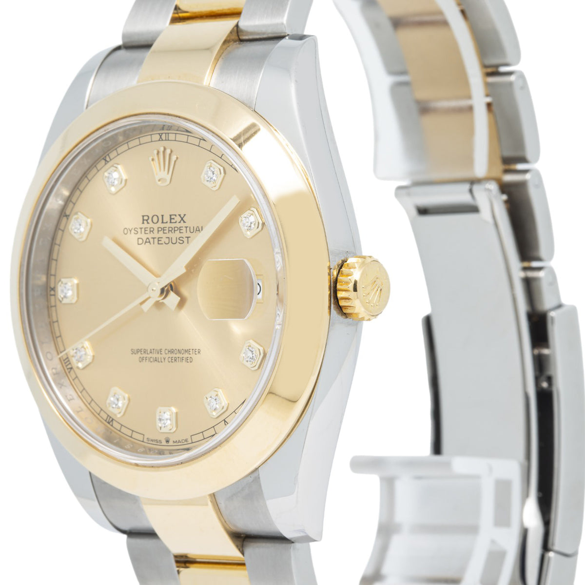 Rolex DateJust 126303 18K Yellow Two-Tone Oyster Diamond Dial Watch 41mm