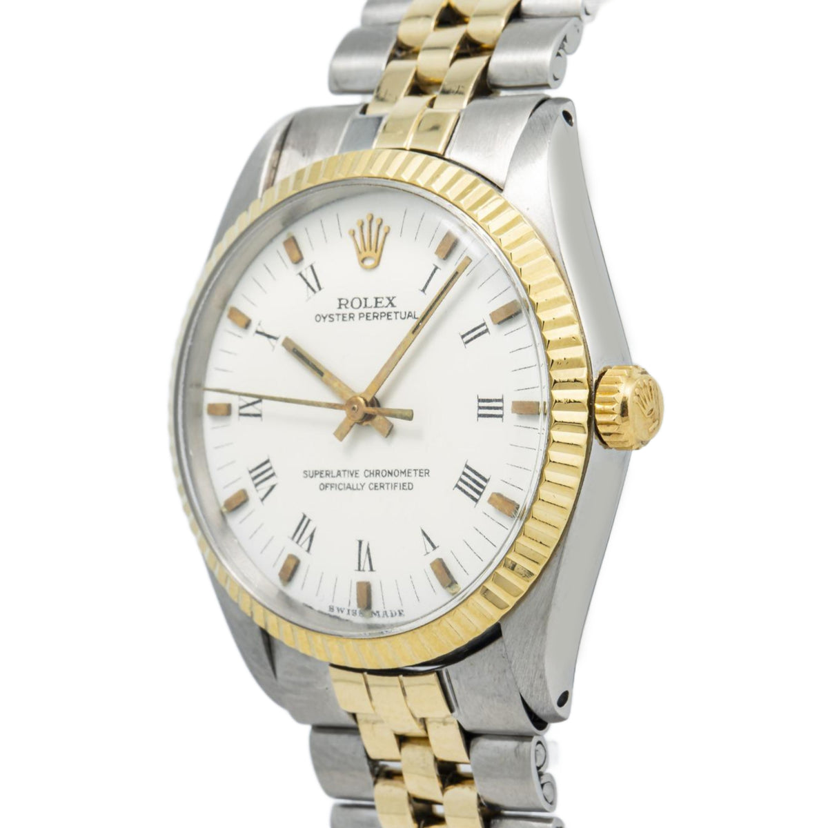 Rolex Oyster Perpetual 1002 14K Two Tone Jubilee White Dial Auto Unisex 34mm