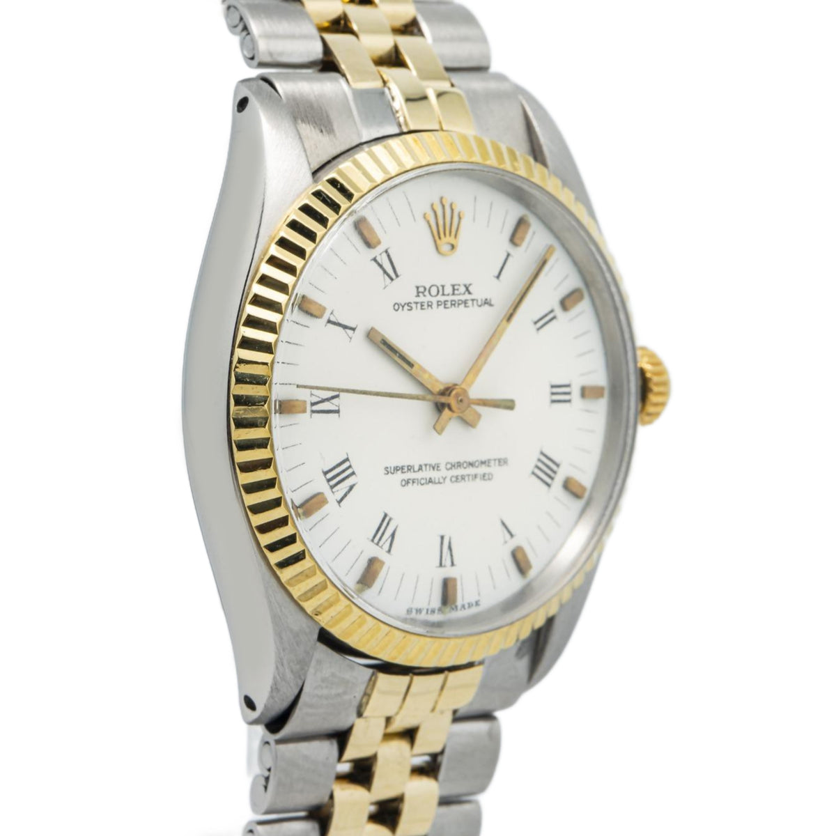 Rolex Oyster Perpetual 1002 14K Two Tone Jubilee White Dial Auto Unisex 34mm