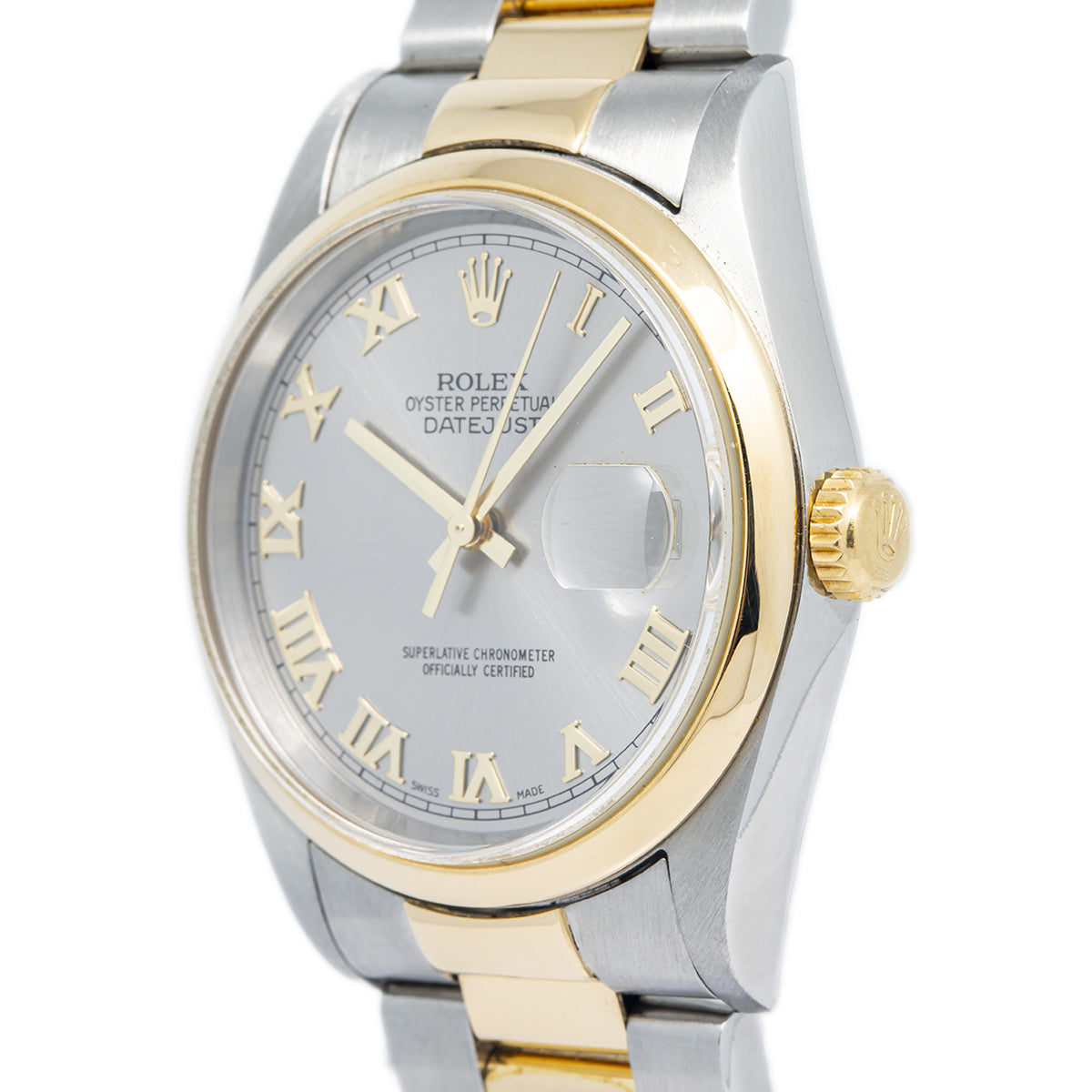 Rolex Datejust 16203 18k Yellow Gold Two Tone Silver Dial Auto Unisex Watch 36mm