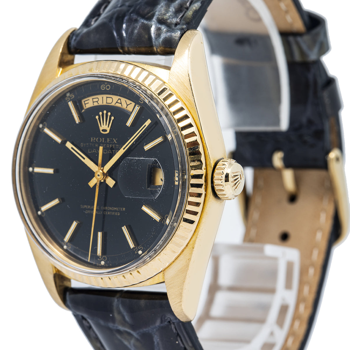 Rolex Day-Date 1803 18k Yellow Gold Black Index Dial Automatic Unisex watch 36mm