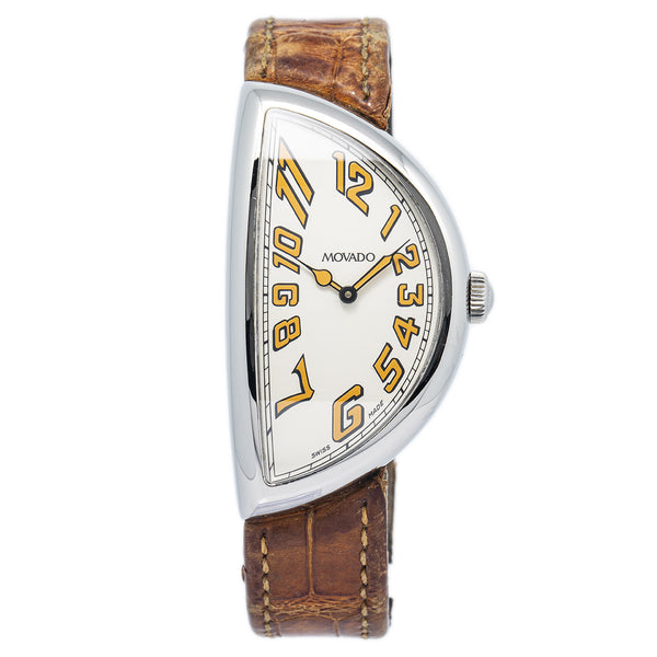 Movado Curved Half Moon 84 A1 1950 Cream Arabic Dial Quartz Ladies