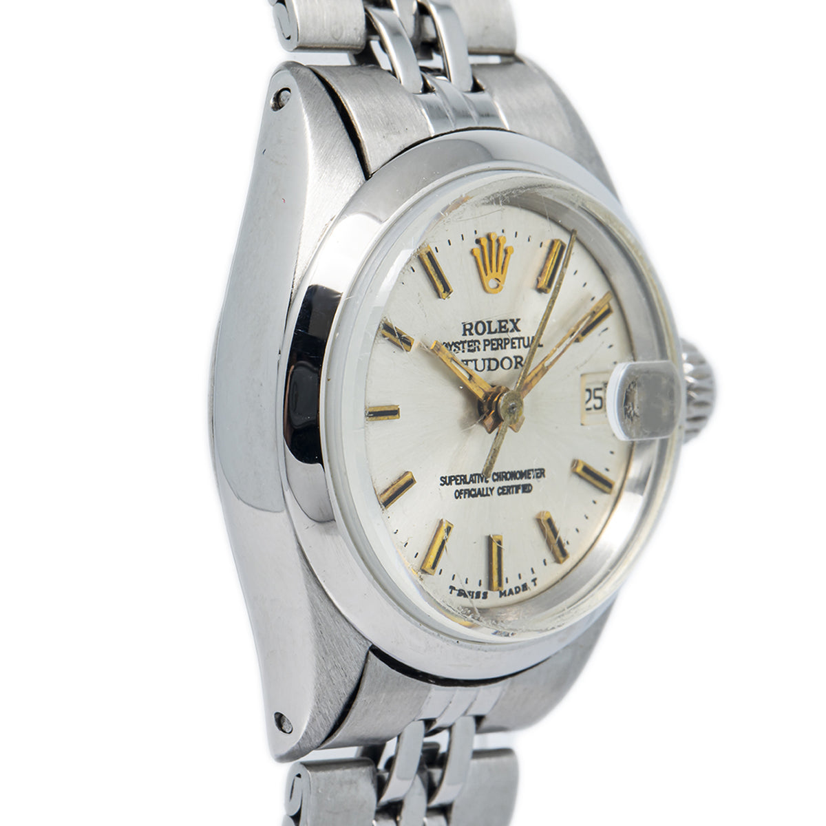 Rolex Oyster Perpetual Tudor 92410 Stainless Jubilee Silver Dial Auto Lady 25mm