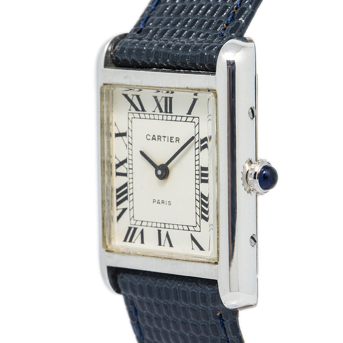 Cartier Tank PARIS Vintage Silver White Roman Dial Manual Wind Unisex Watch 24mm