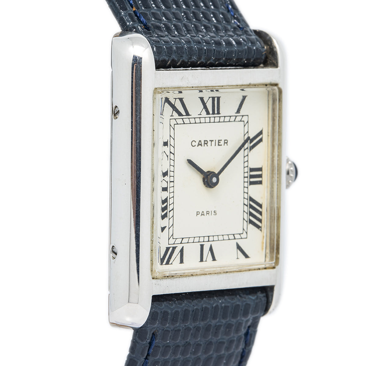 Cartier Tank PARIS Vintage Silver White Roman Dial Manual Wind Unisex Watch 24mm