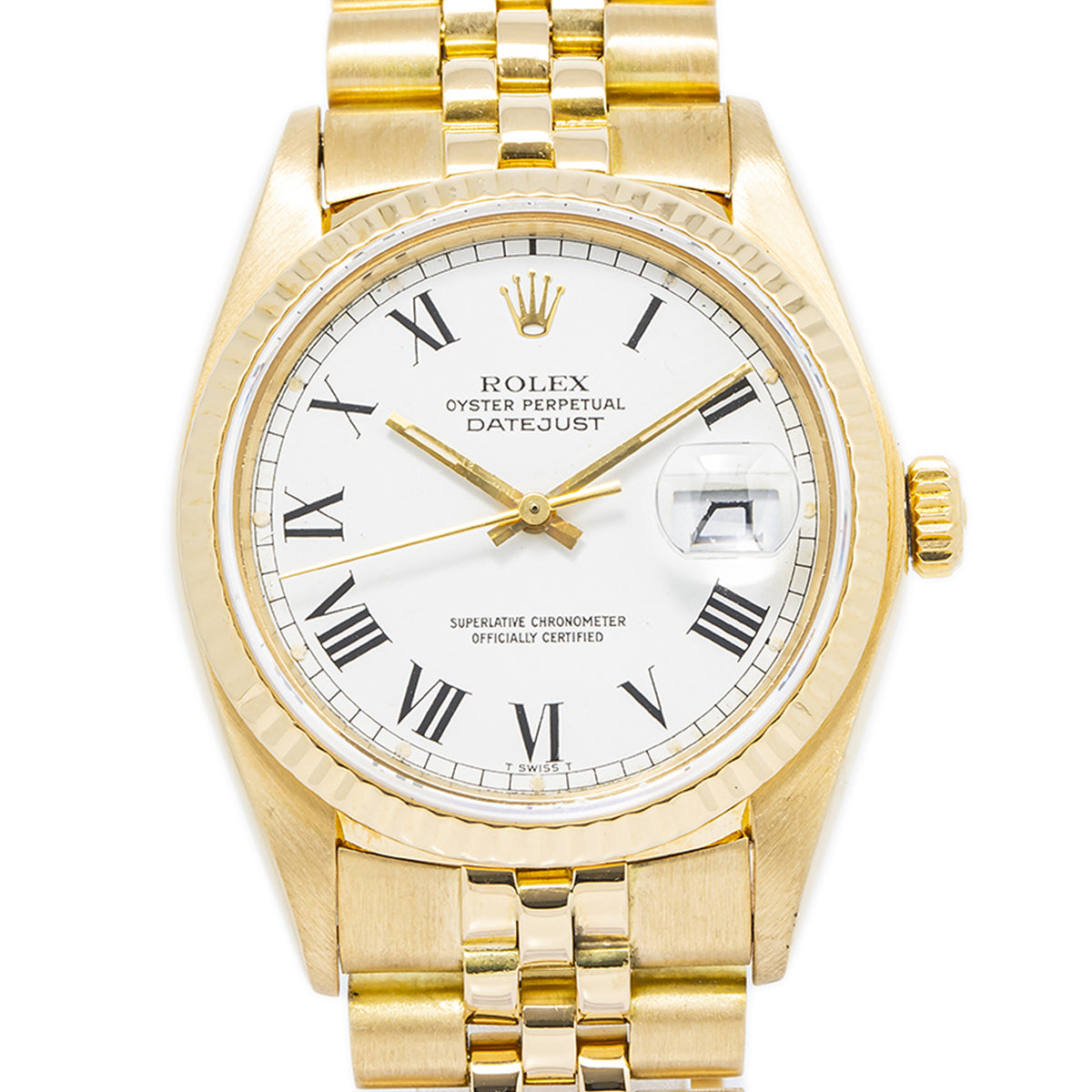 Rolex DateJust 16018 18K Yellow Gold Jubilee Buckley Dial Auto Unisex Watch 36mm