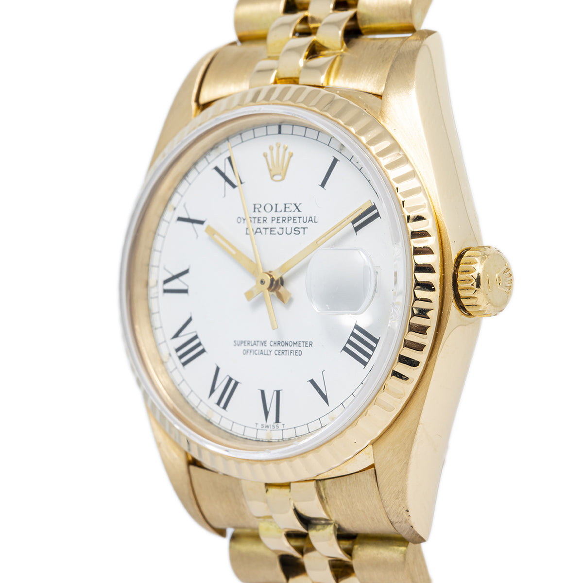 Rolex DateJust 16018 18K Yellow Gold Jubilee Buckley Dial Auto Unisex Watch 36mm