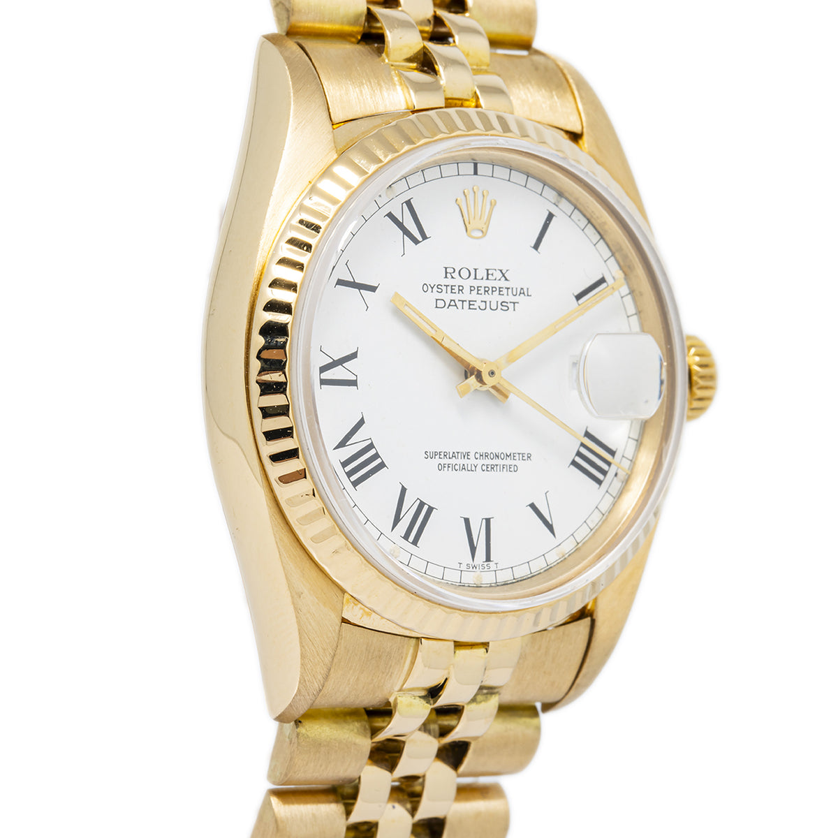 Rolex DateJust 16018 18K Yellow Gold Jubilee Buckley Dial Auto Unisex Watch 36mm