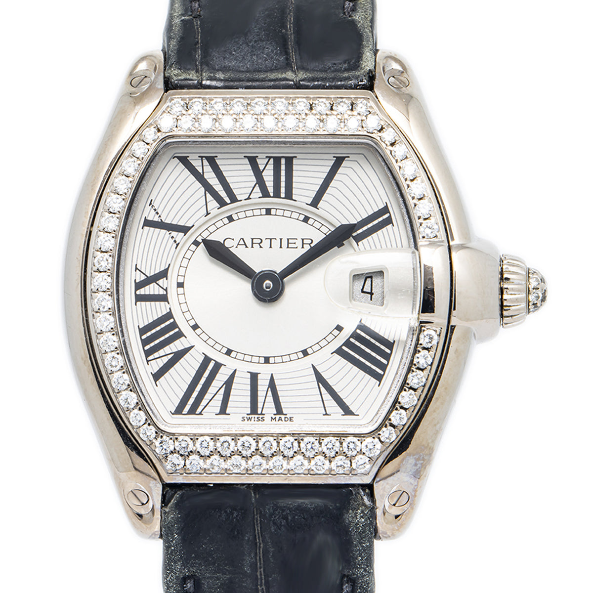 Cartier Roadster 2723 WE5002X2 18K WG Factory Diamond Silver Dial Quartz 30mm