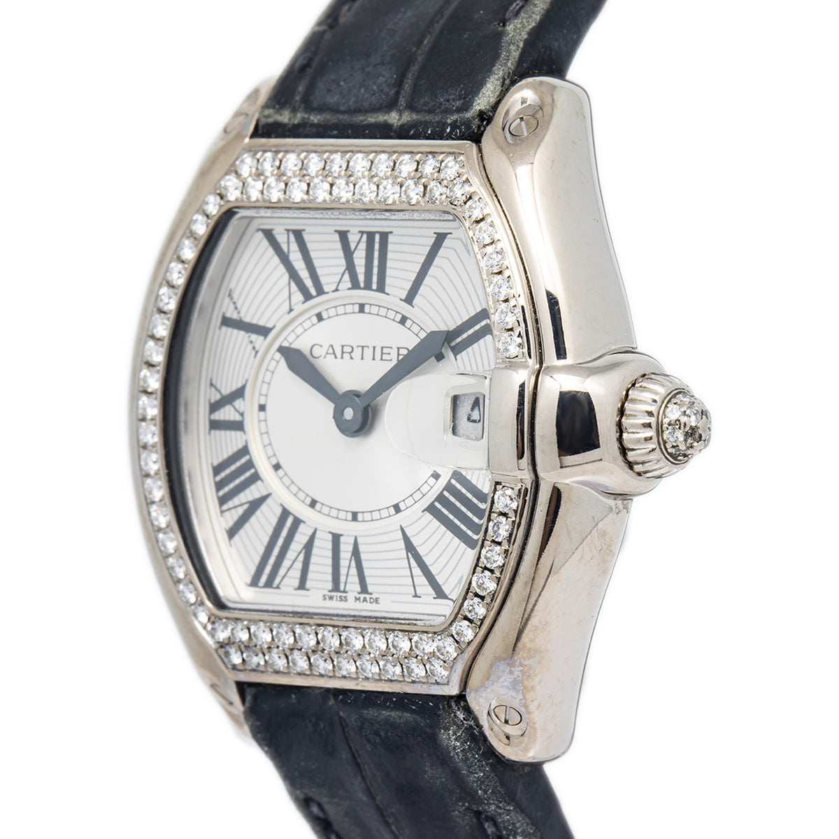 Cartier Roadster 2723 WE5002X2 18K WG Factory Diamond Silver Dial Quartz 30mm