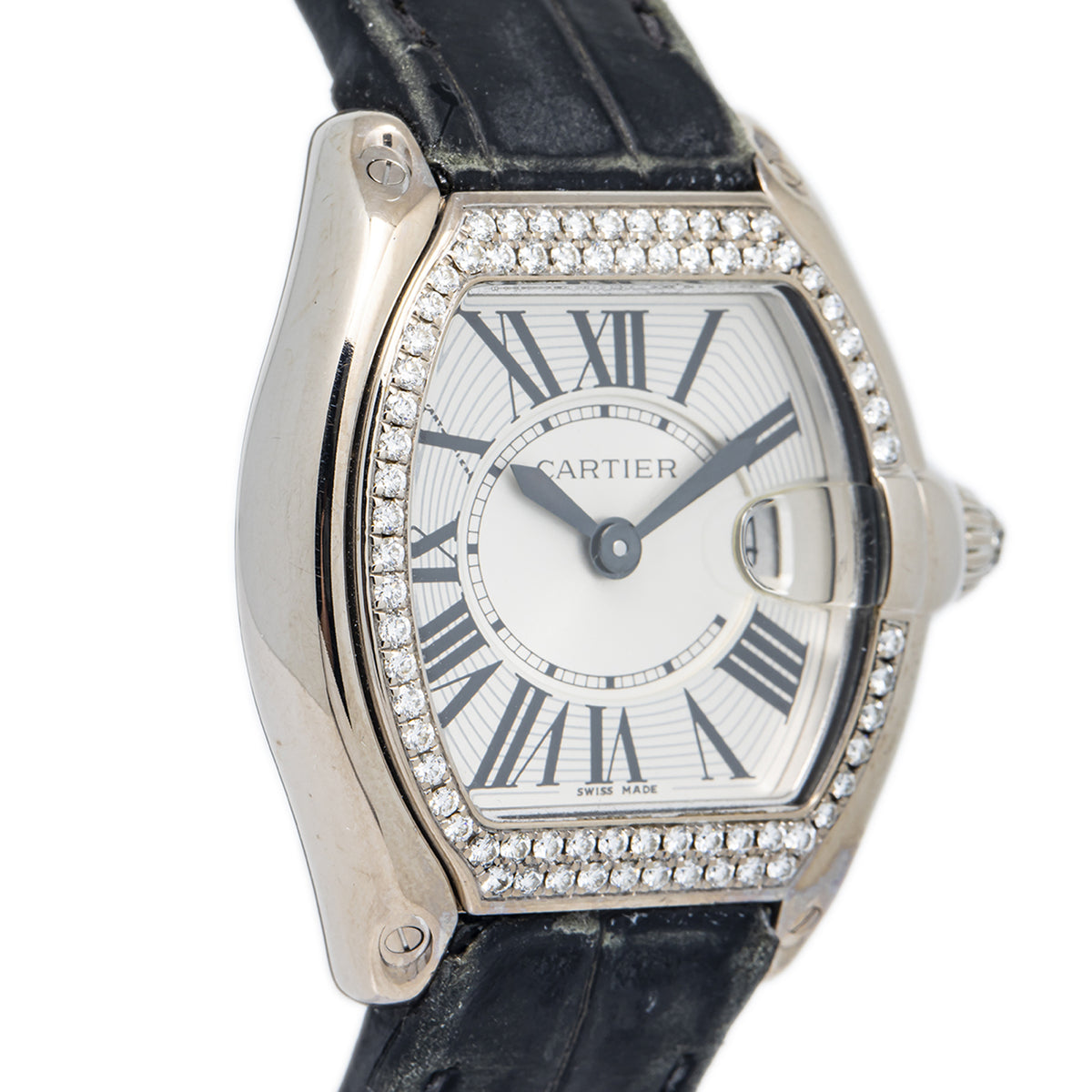 Cartier Roadster 2723 WE5002X2 18K WG Factory Diamond Silver Dial Quartz 30mm
