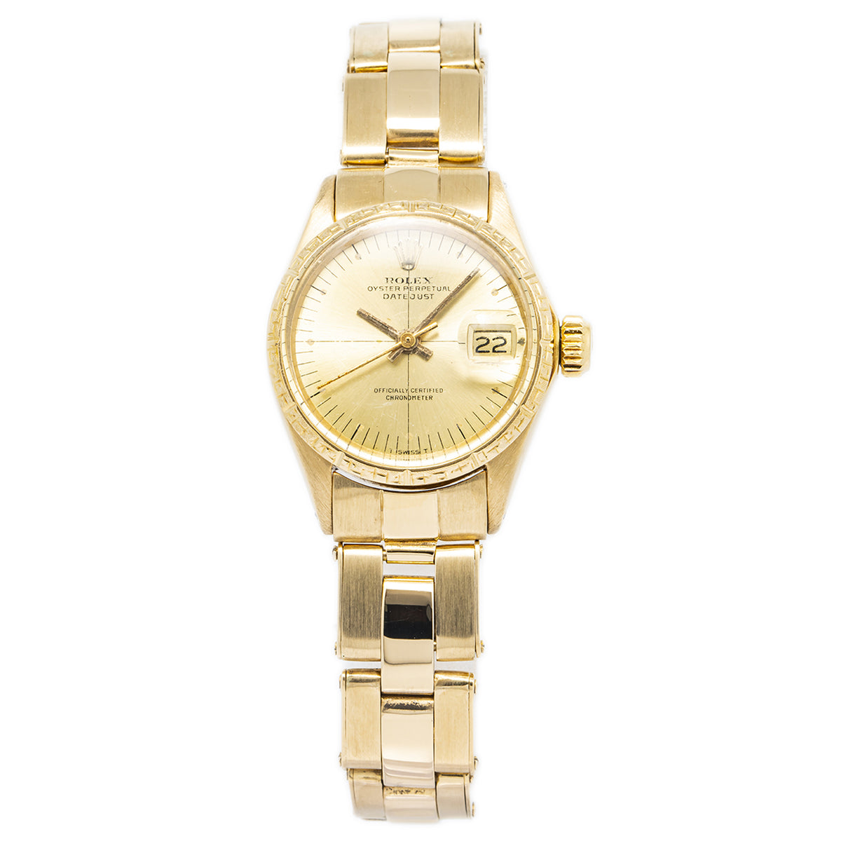 Rolex Datejust 6531 18K Yellow Gold Oyster Zephyr Dial Auto Ladies Watch 25mm