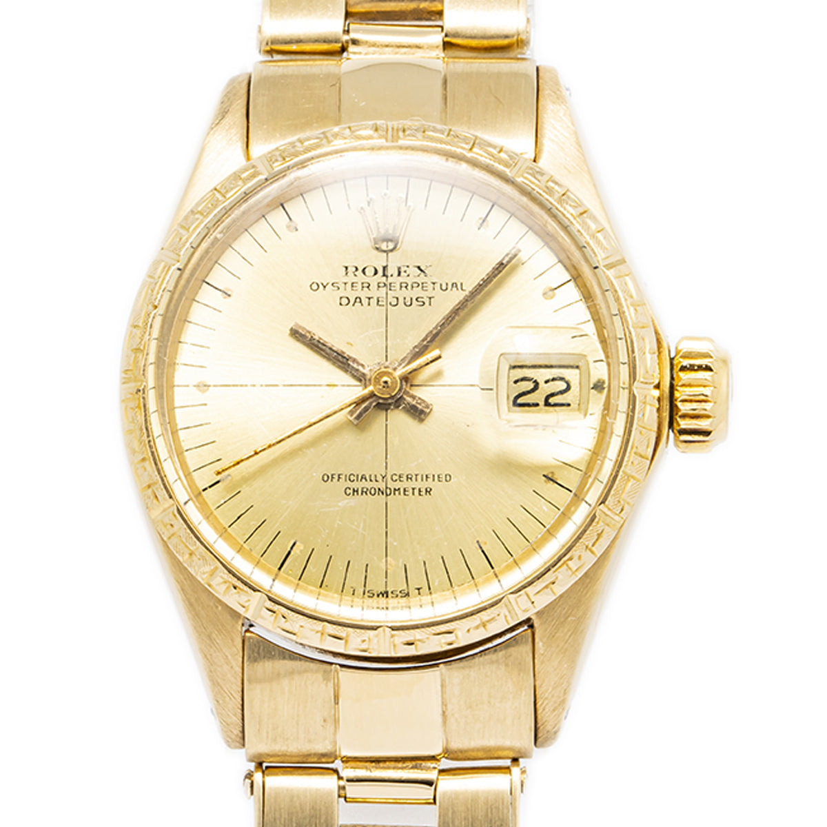 Rolex Datejust 6531 18K Yellow Gold Oyster Zephyr Dial Auto Ladies Watch 25mm