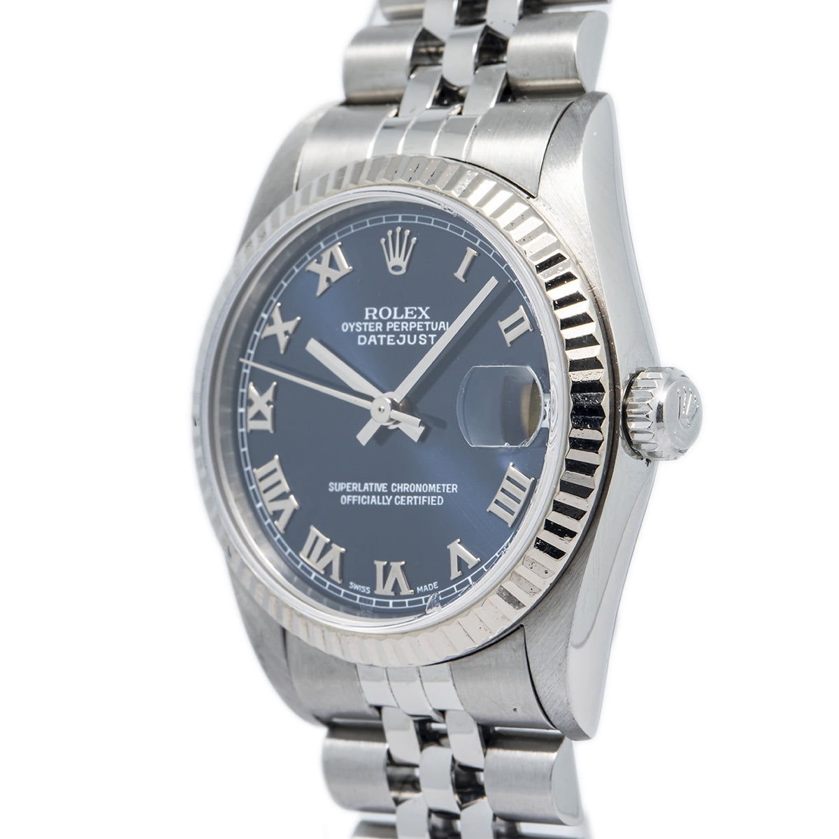 Rolex Datejust 78274 Stainless Jubilee 18k WG Bezel Blue Dial Midsize Lady 31mm