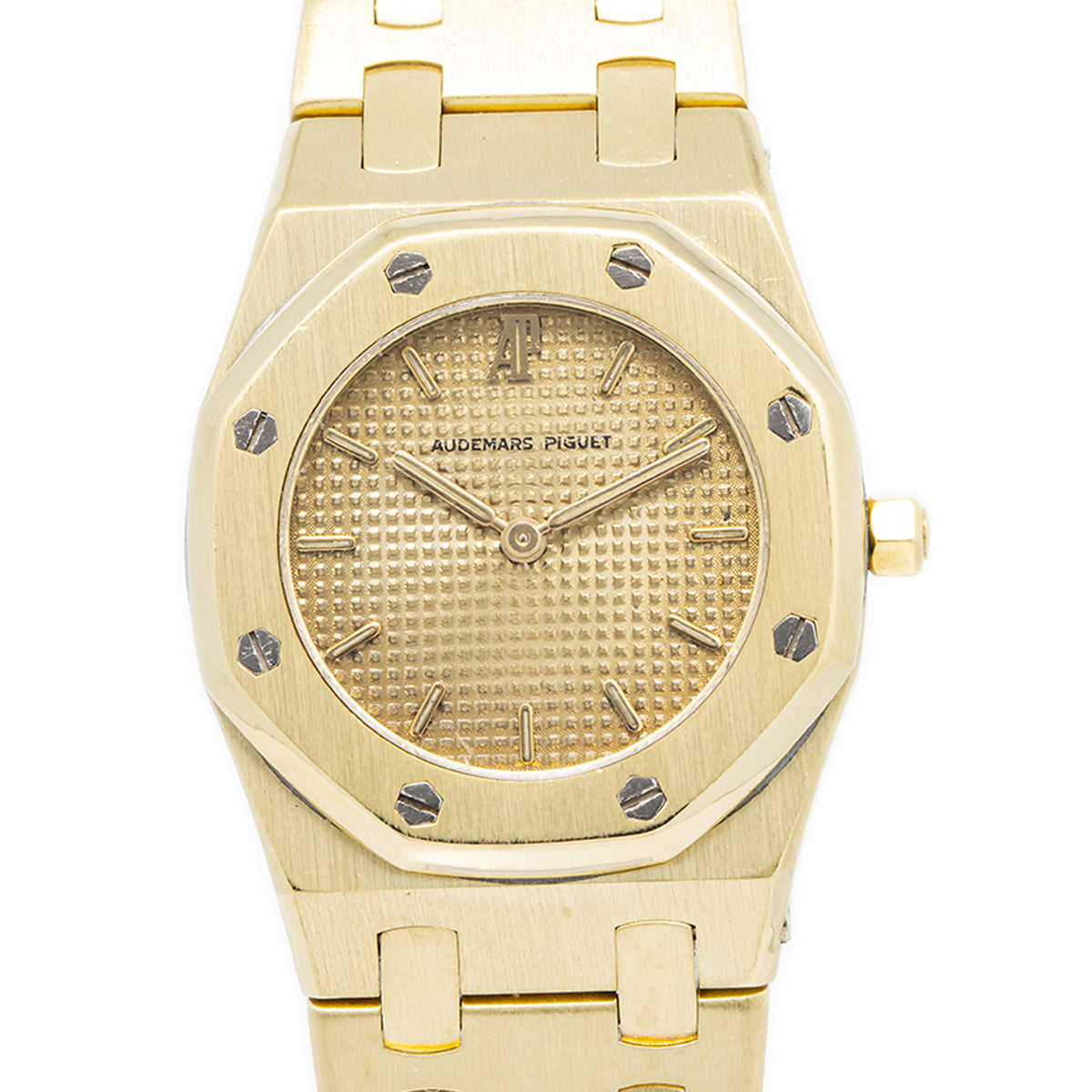 Audemars Piguet Royal Oak 6007BA 18k YG Champagne Dial Quartz Ladies Watch 26mm