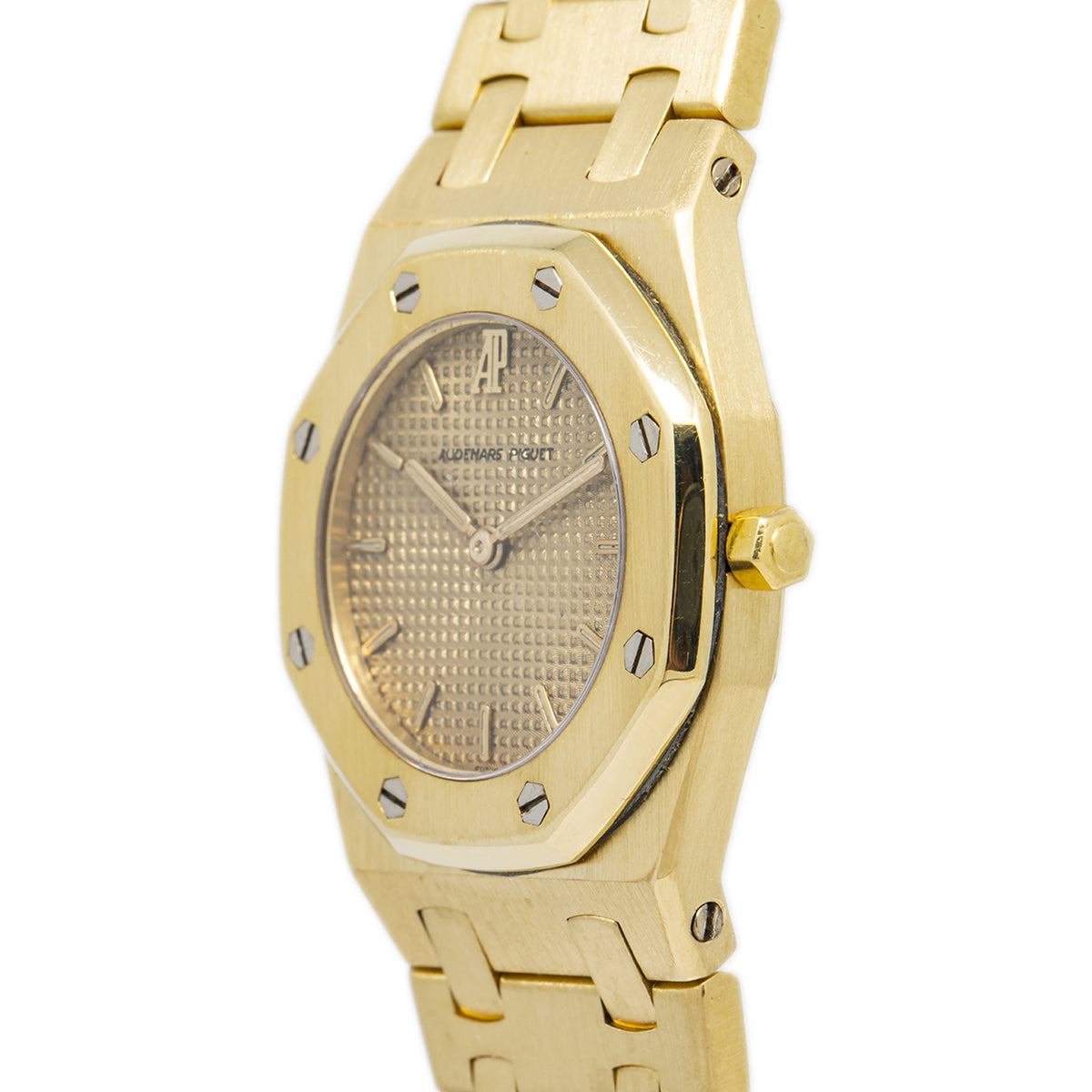 Audemars Piguet Royal Oak 6007BA 18k YG Champagne Dial Quartz Ladies Watch 26mm