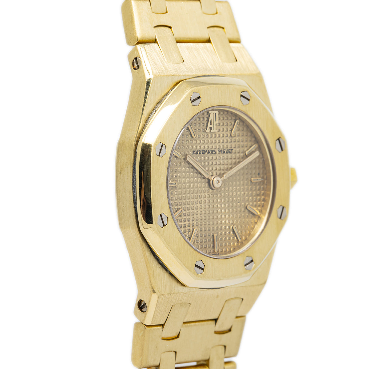 Audemars Piguet Royal Oak 6007BA 18k YG Champagne Dial Quartz Ladies Watch 26mm