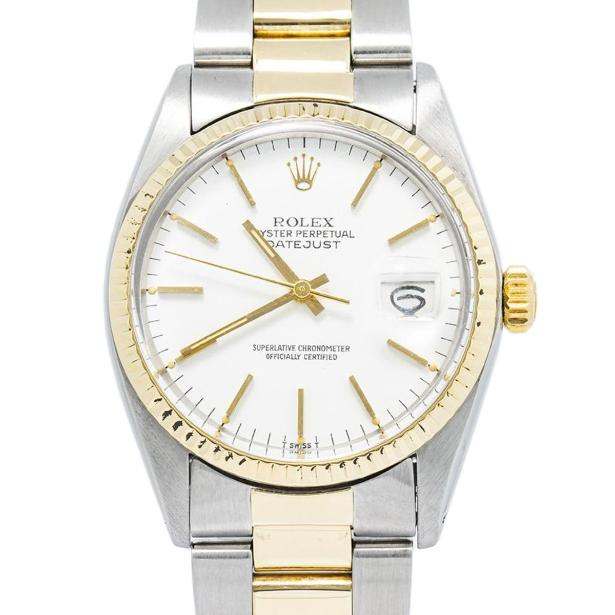 Rolex DateJust 16013 Oyster 18k YG Two Tone Matte White Dial Auto Unisex 36mm