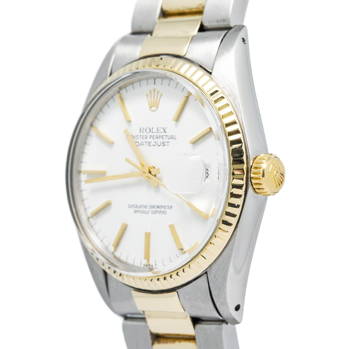 Rolex DateJust 16013 Oyster 18k YG Two Tone Matte White Dial Auto Unisex 36mm