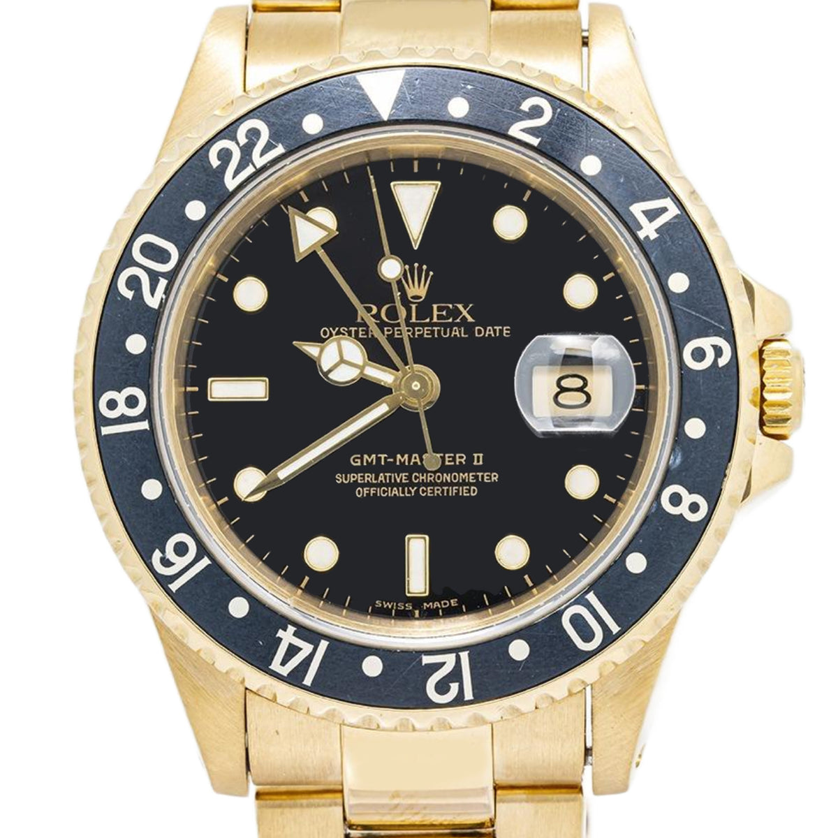 Rolex GMT-Master II 16718 Oyster 18K Yellow Gold Black Dial Auto Men Watch 40mm