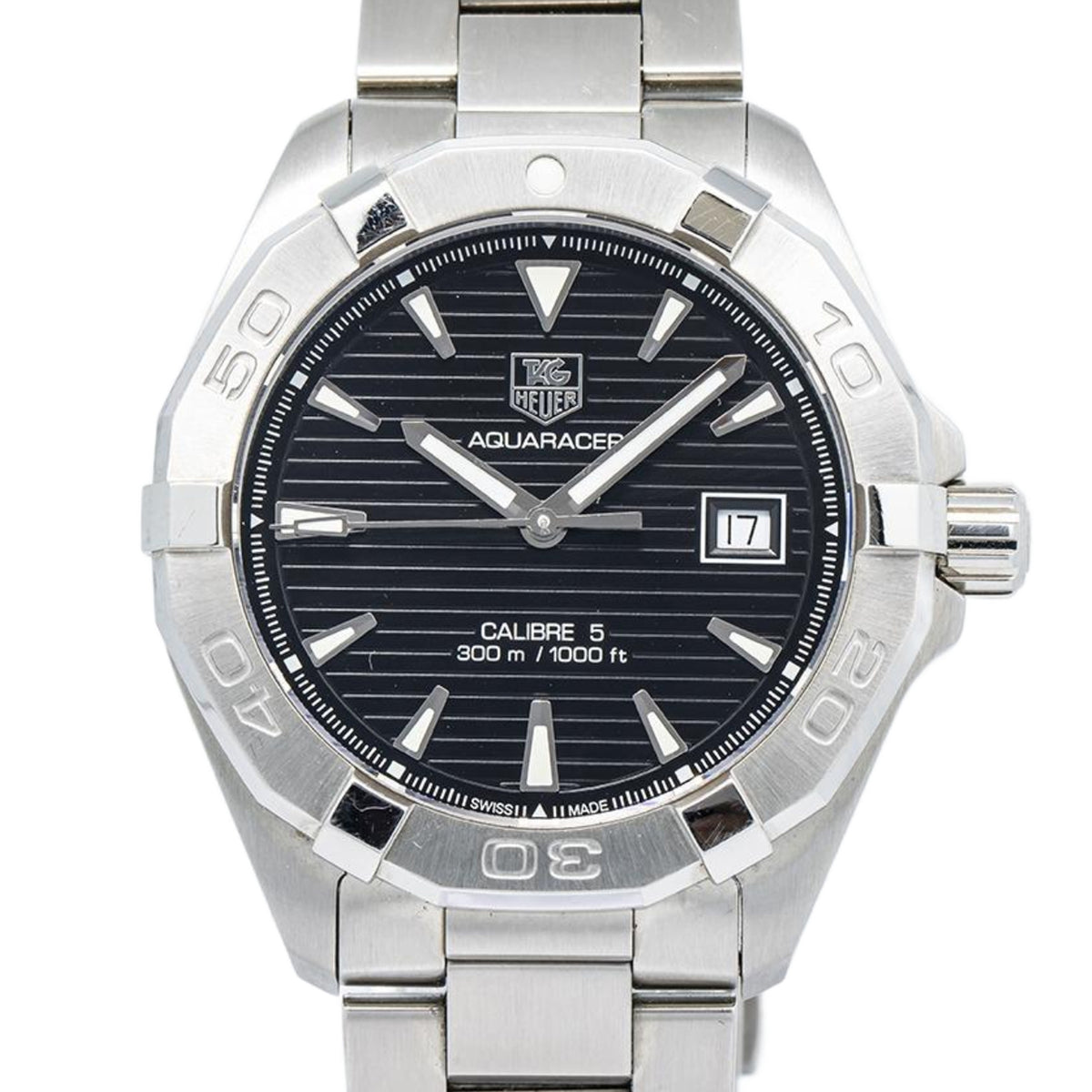 Tag Heuer Aquaracer WAY2110-0 Stainless Steel Black Dial Auto Men's Watch 41mm