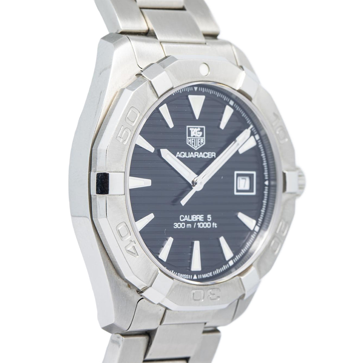 Tag Heuer Aquaracer WAY2110-0 Stainless Steel Black Dial Auto Men's Watch 41mm