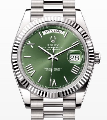 Rolex Day-Date 228239 NEW 2023 B/P 18k WhiteGold Olive Green Dial Men Watch 40mm