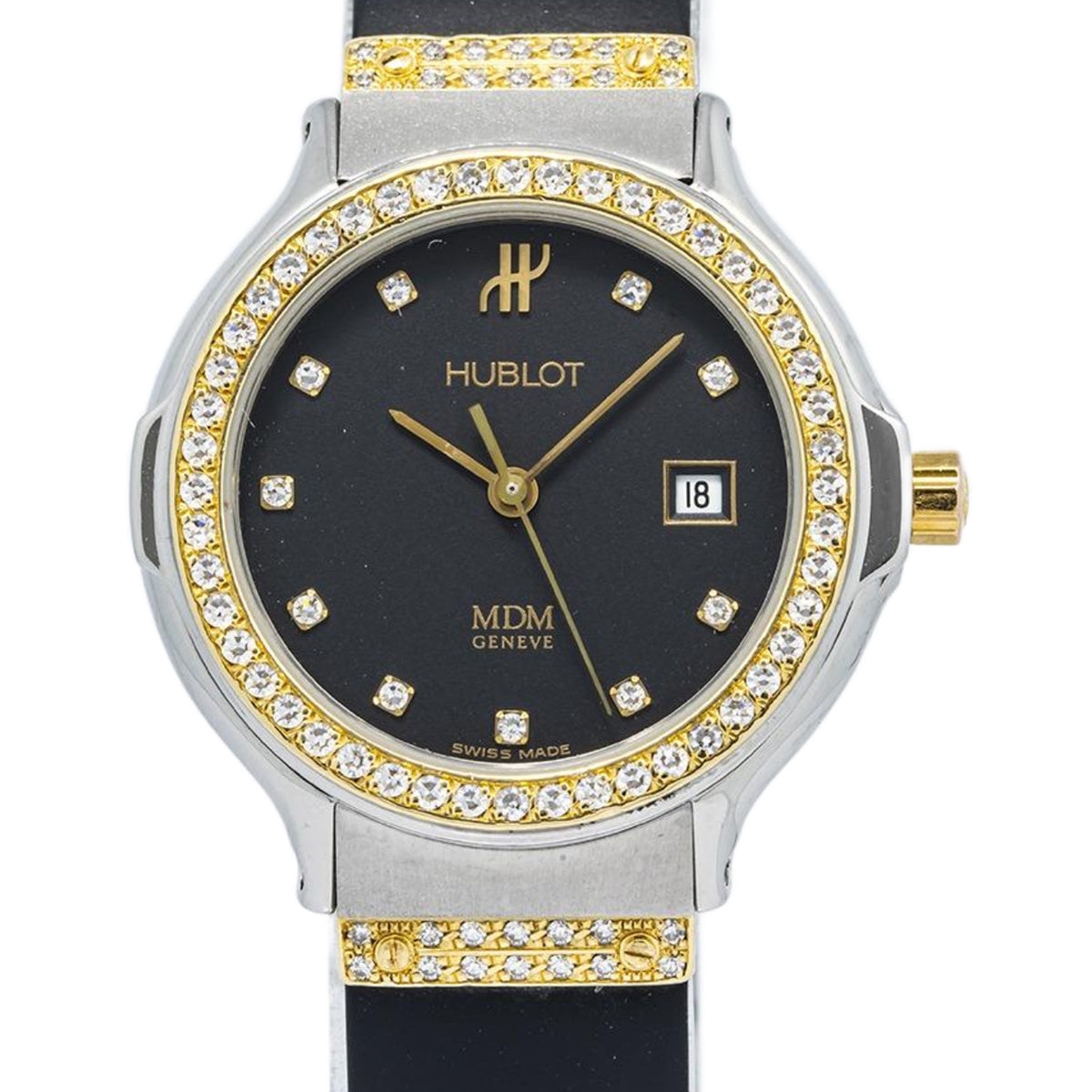 Hublot MDM Geneve 1391L.2.054 18K YG Two Tone Factory Diamond Ladies Watch 28mm