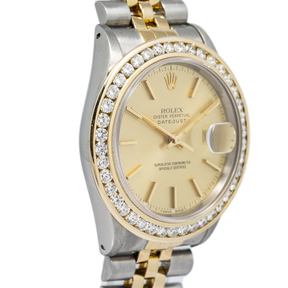 Rolex Datejust 16263 16233 Two Tone Jubilee Diamond Bezel Champagne Dial 36mm