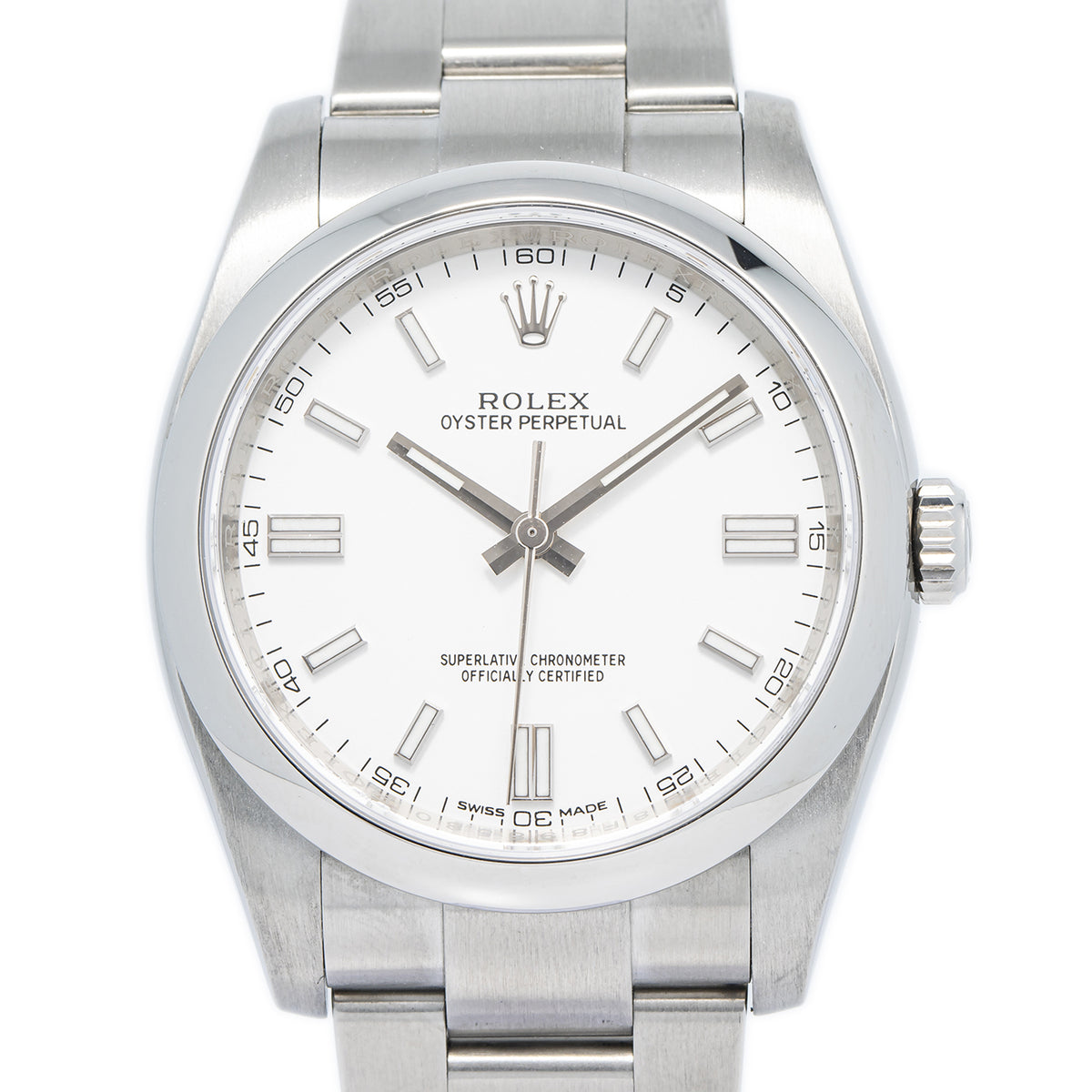 Rolex Oyster Perpetual 116000 2020 Box/Card Stainless White Dial Unisex 36mm