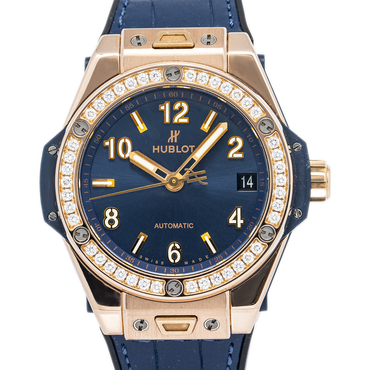 Hublot Big Bang OneClick 465.OX.7180.LR.1204 Rose Factory Diamond Blue Dial 39mm