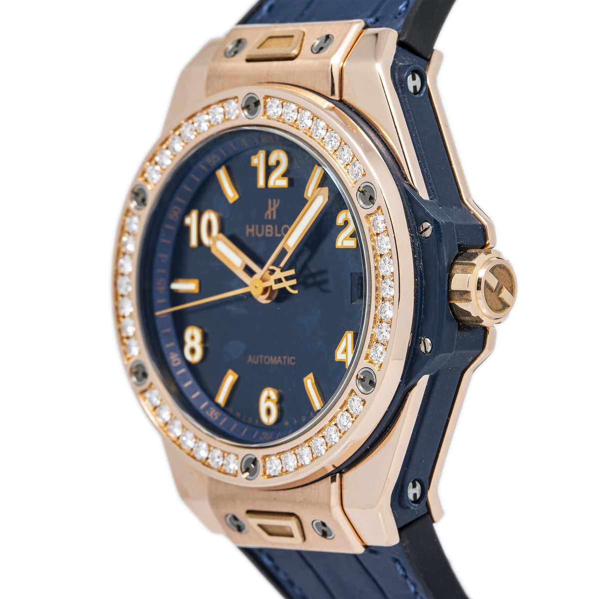 Hublot Big Bang OneClick 465.OX.7180.LR.1204 Rose Factory Diamond Blue Dial 39mm