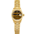 Rolex Datejust 6917 Papers 18k YG President Tiger Eye Dial Ladies Watch 26mm