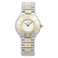Cartier Must De 21 9010 W1000944 SS Gold Plated White Dial Quartz Ladies 31mm
