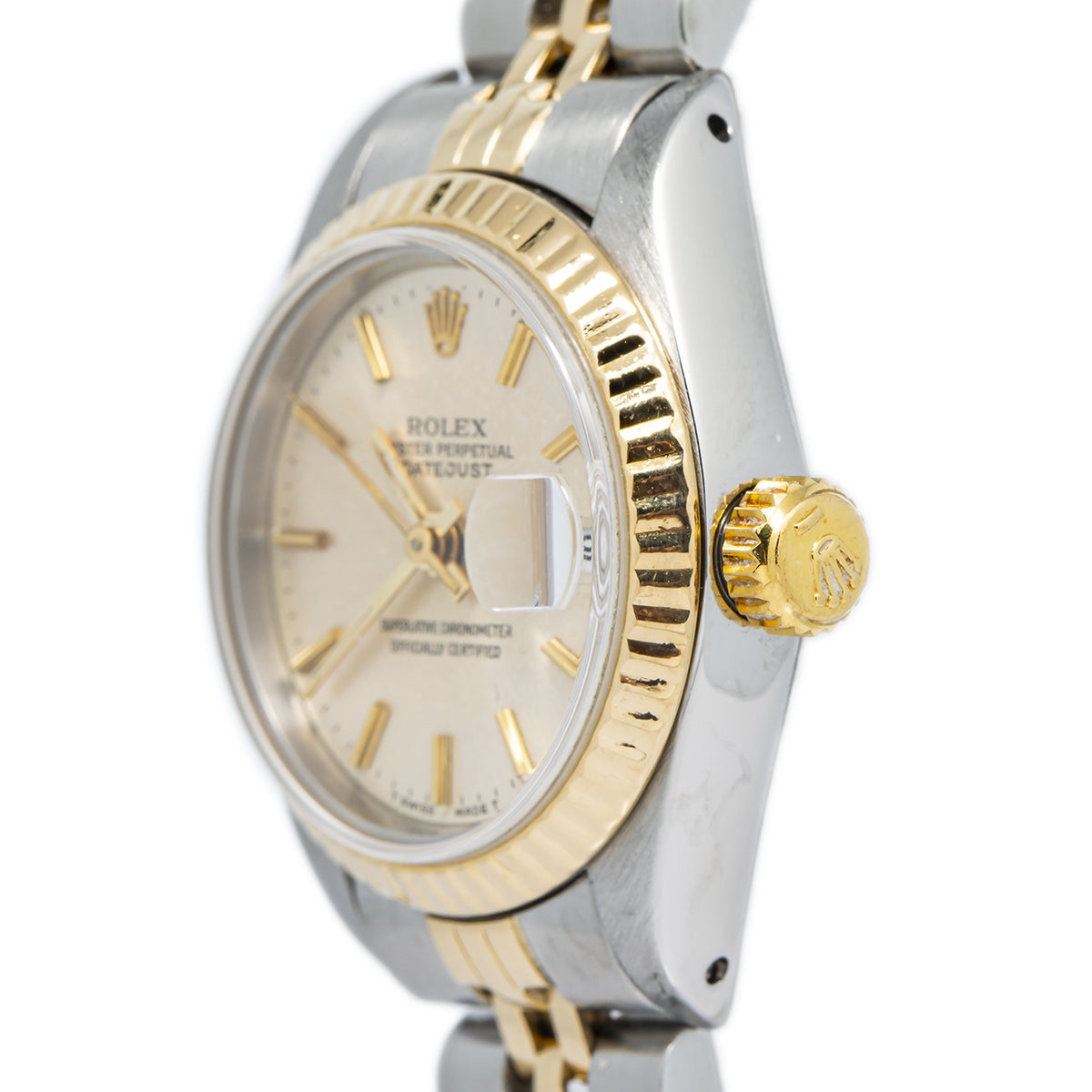 Rolex DateJust 69173 Jubilee 18K Yellow Two Tone Silver Dial Auto Ladies 26mm