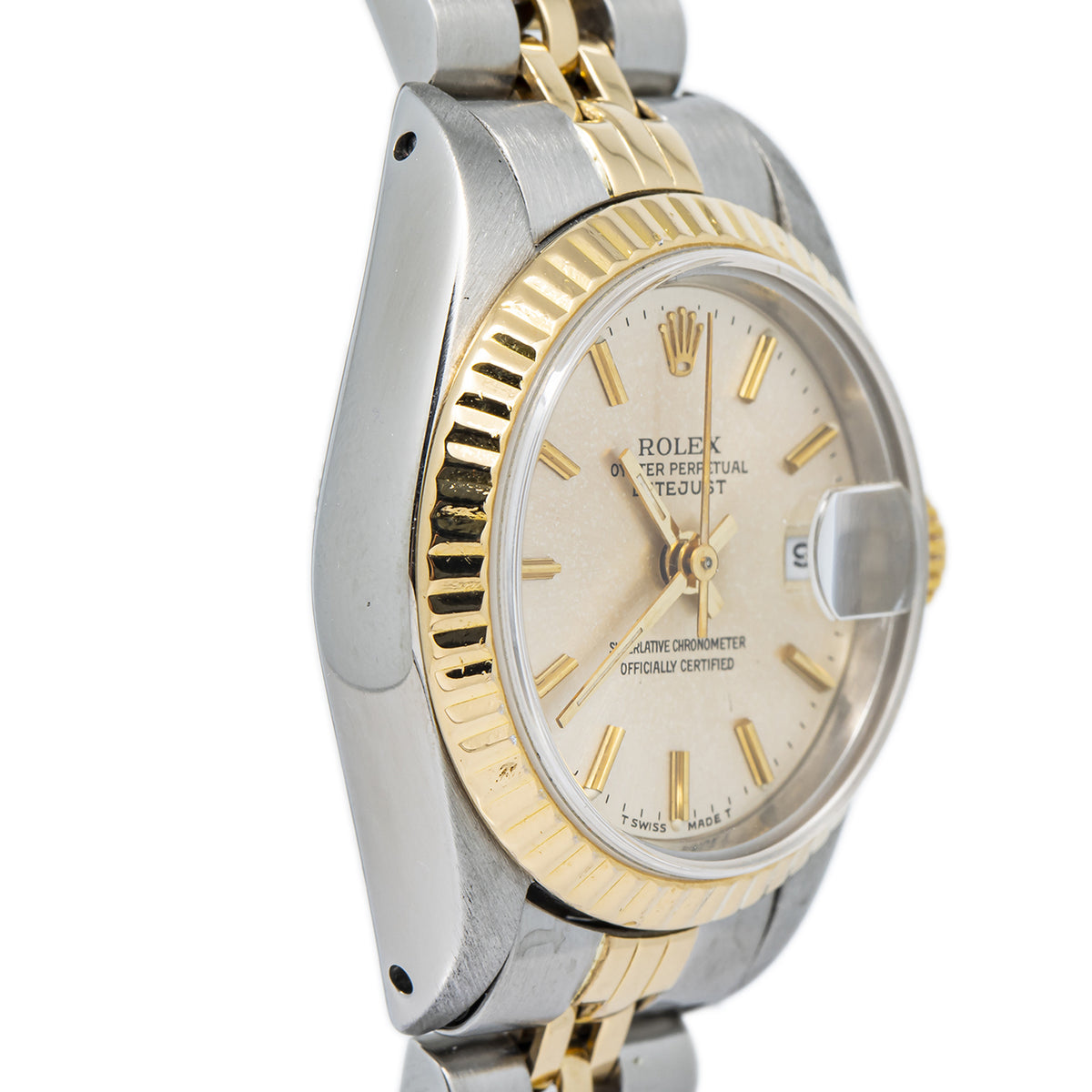 Rolex DateJust 69173 Jubilee 18K Yellow Two Tone Silver Dial Auto Ladies 26mm