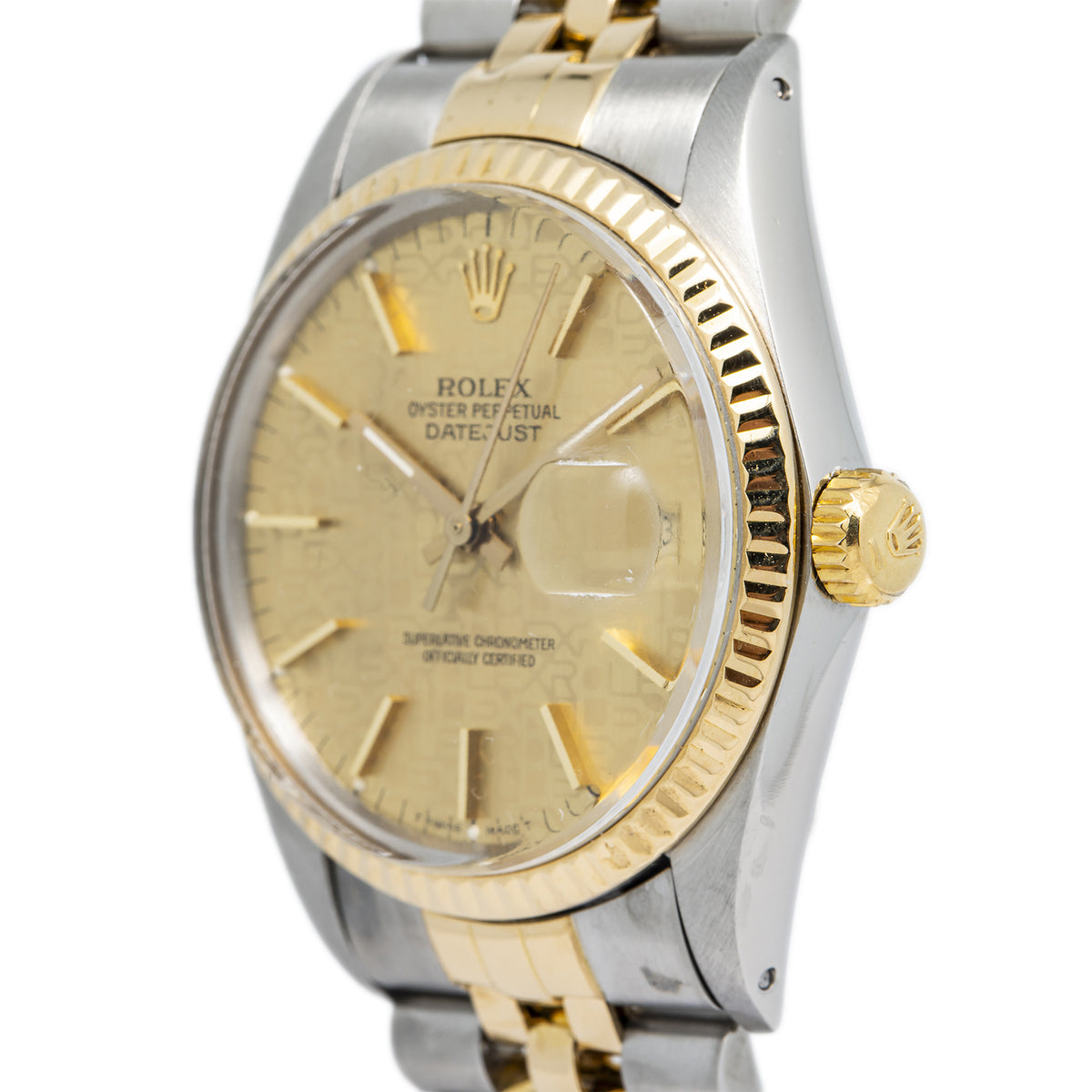 Rolex DateJust 16013 18k YG Two Tone Jubilee Anniversary Dial Auto Unisex 36mm