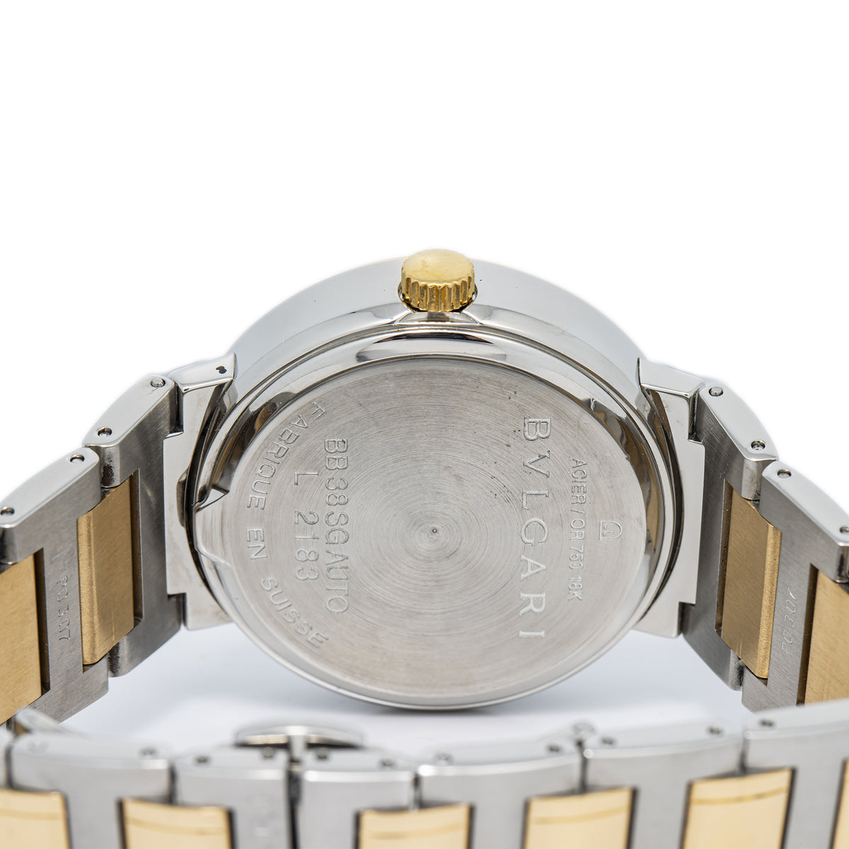 Bvlgari Diagono BB38SG 18K Two Tone YellowGold White Dial Auto Unisex Watch 38mm