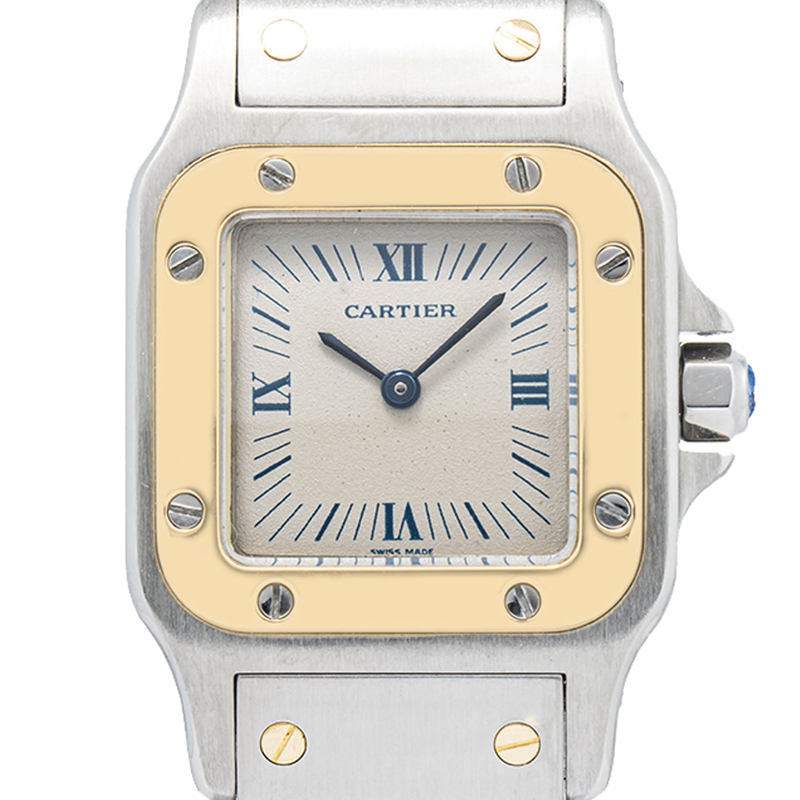 Cartier Santos Galbee 1057930 18K Two Tone Creme Dial Quartz Lady Watch 24x35mm