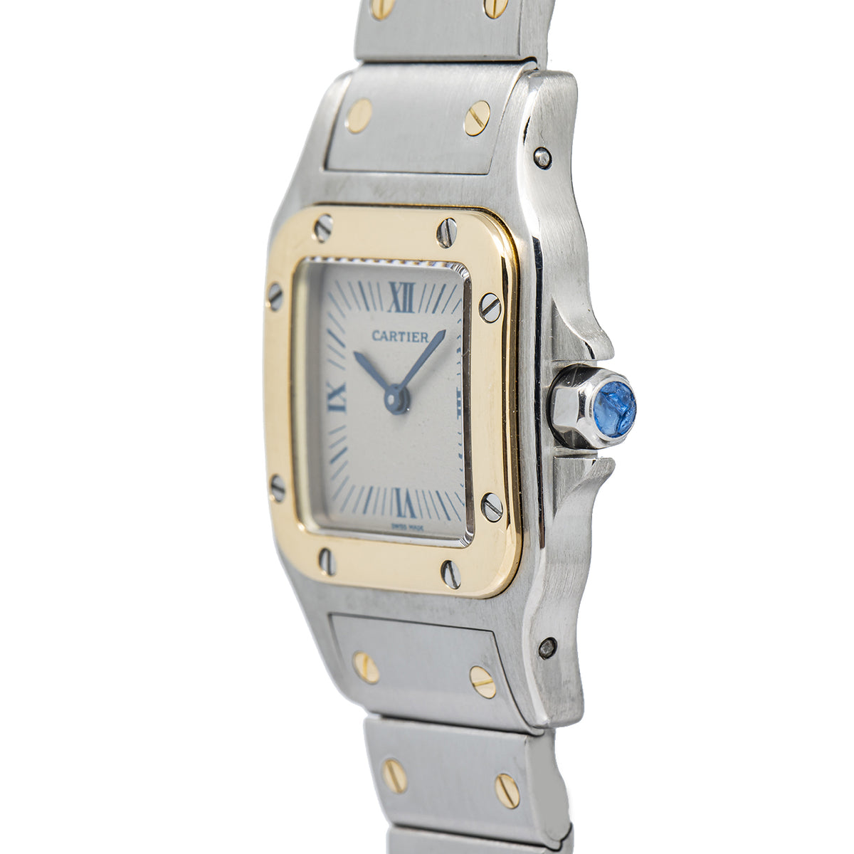 Cartier Santos Galbee 1057930 18K Two Tone Creme Dial Quartz Lady Watch 24x35mm