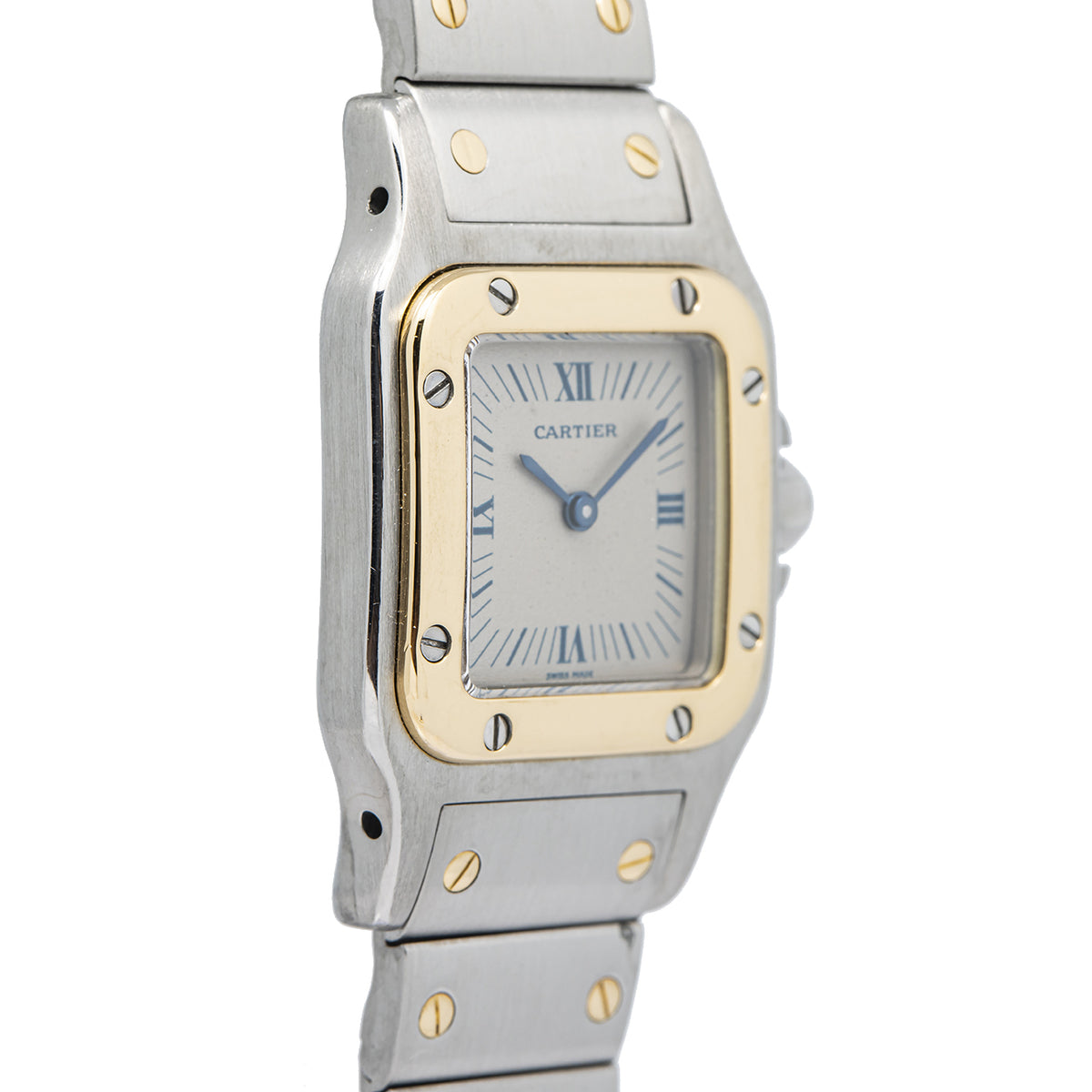 Cartier Santos Galbee 1057930 18K Two Tone Creme Dial Quartz Lady Watch 24x35mm