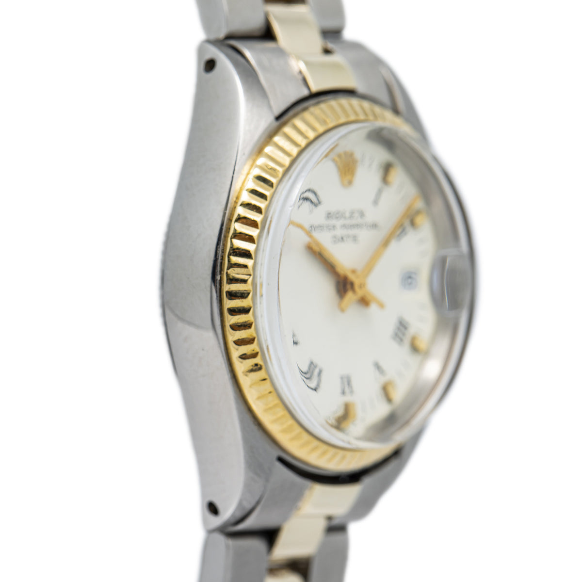 Rolex Date 6916 14K Yellow Gold Two Tone Oyster White Dial Ladie's Watch 26mm