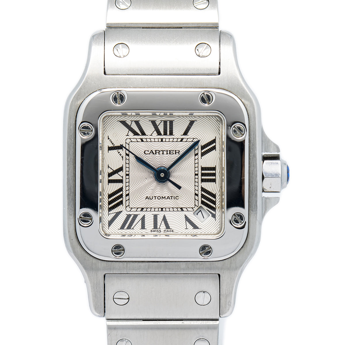 Cartier Santos Galbee 2423 W20054D6 SS Silver Dial Hidden Clasp Auto Ladies 24mm