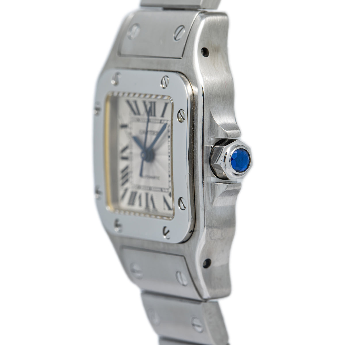 Cartier Santos Galbee 2423 W20054D6 SS Silver Dial Hidden Clasp Auto Ladies 24mm